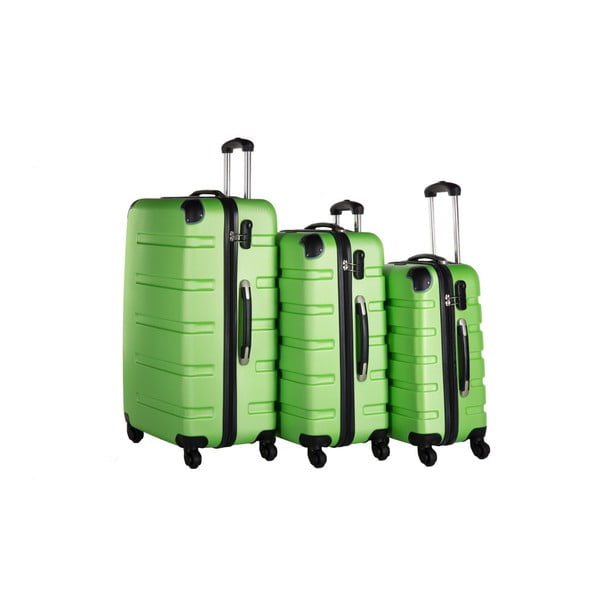 Zestaw 3 zielonych walizek na kółkach Packenger Koffer