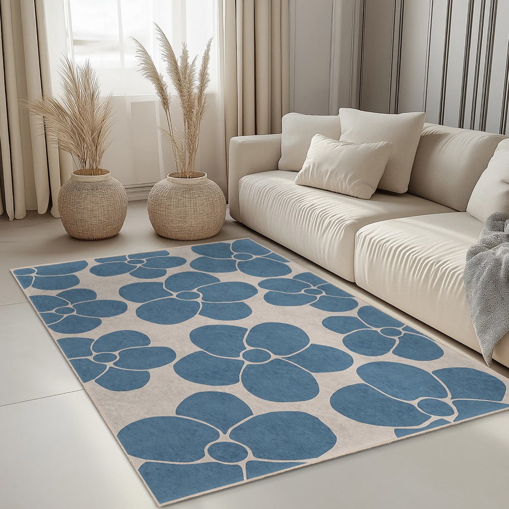 Niebieski dywan odpowiedni do prania 60x100 cm Blue Meadow – Mila Home (zdjęcie 11)