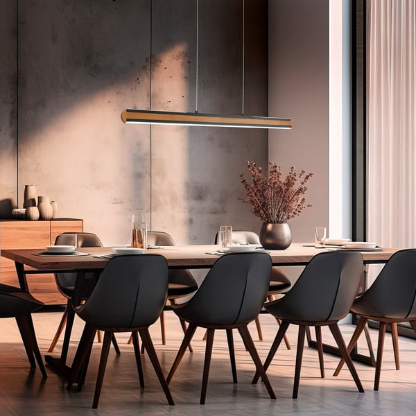 Czarno-naturalna lampa wisząca LED Deacon – Trio-image-2