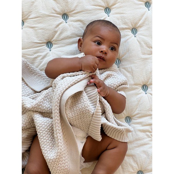 Jasnożółto-niebieski pikowany koc dziecięcy z bawełny organicznej 90x120 cm Balloon – Cam Cam Copenhagen-image-2