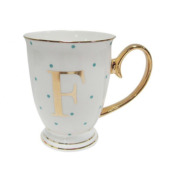 Kubek z literką F w niebieskie groszki-image-2