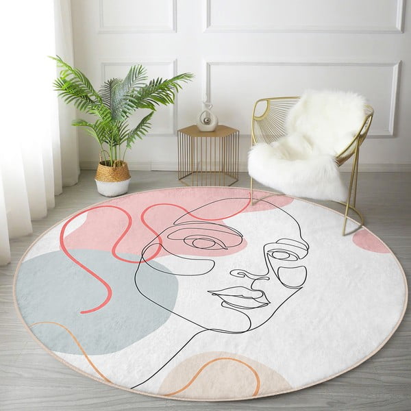 Biały okrągły dywan odpowiedni do prania i robotów sprzątających ø 120 cm Comfort – Mila Home-image-1