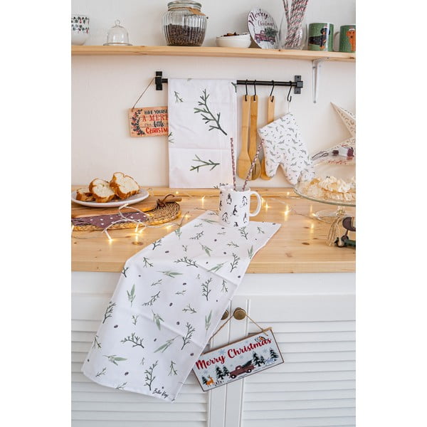 Bawełniane ścierki zestaw 2 szt. ze świątecznym motywem 50x70 cm Delicate Green – Butter Kings-image-1