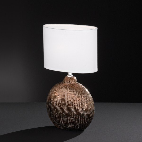 Biało-brązowa lampa stołowa Fischer & Honsel Foro, wys. 36 cm-image-2