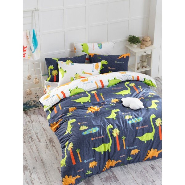 Niebieska pościel dziecięca dwuosobowa 200x200 cm Dinolar – Mijolnir-image-1