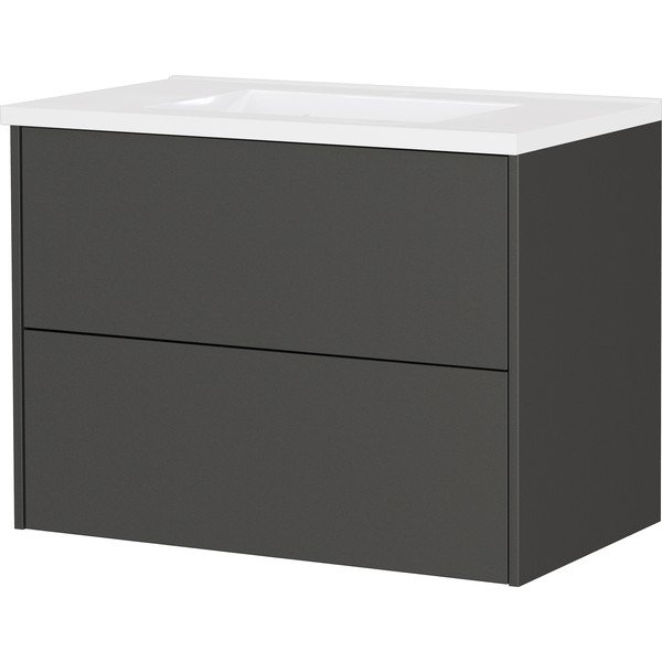 Antracytowa wisząca szafka pod umywalkę z matowym wykończeniem 81x61 cm Bodera – Germania
