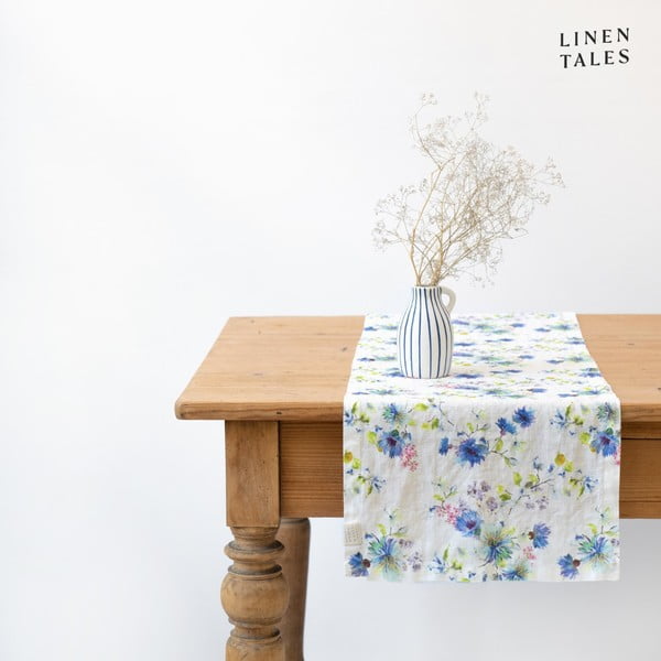 Lniany bieżnik 40x200 cm White Flowers – Linen Tales