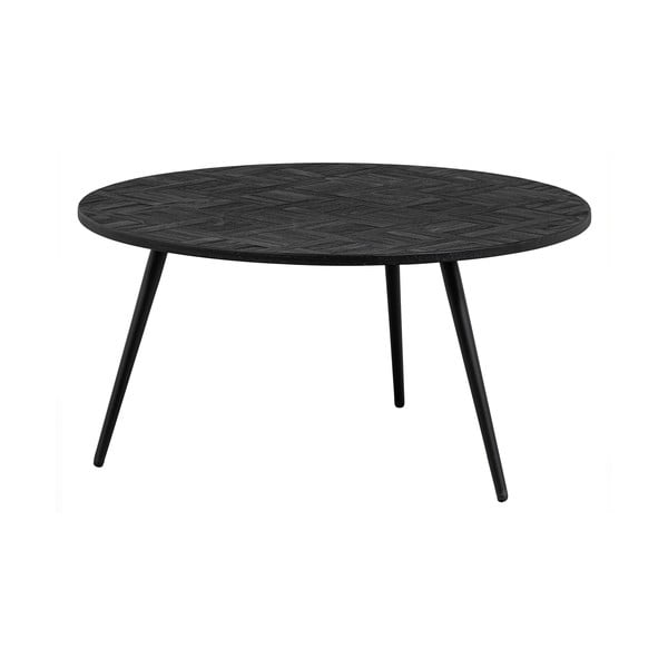 Czarny okrągły stolik z litego drewna tekowego ø 74 cm Leo – WOOOD