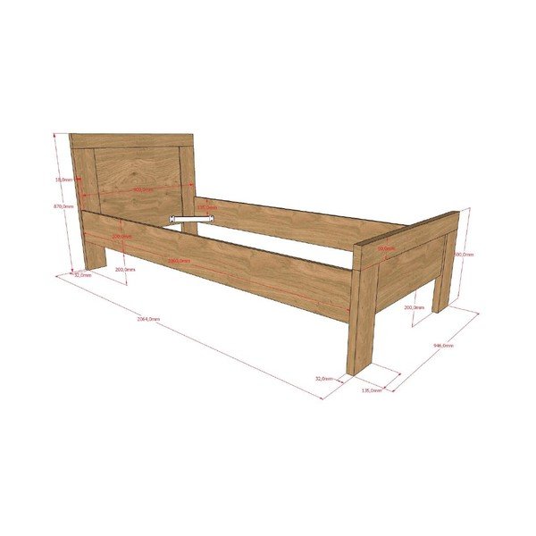 Łóżko dziecięce bez stelaża 90x200 cm Sam – Vipack-image-2