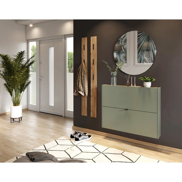 Szarozielona uchylna/wisząca szafka na buty w dekorze dębu 100x83x18 cm Ameca – Germania-image-1