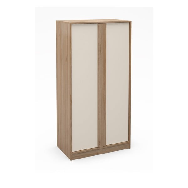 Kremowo-naturalna szafa w dekorze dębu 90x180x53 cm Dennis – Marckeric-image-4