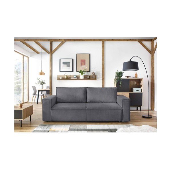 Ciemnoszara sztruksowa rozkładana sofa 245 cm Nihad – Bobochic Paris-image-1