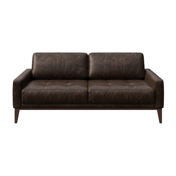 Ciemnobrązowa sofa skórzana MESONICA Musso Tufted, 173 cm
