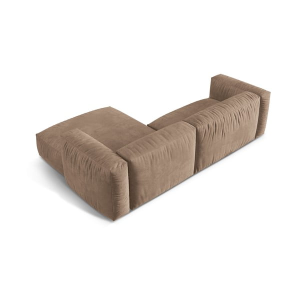 Jasnobrązowy aksamitny narożnik modułowy (prawostronny/z szezlongiem) Martina – Micadoni -image-3