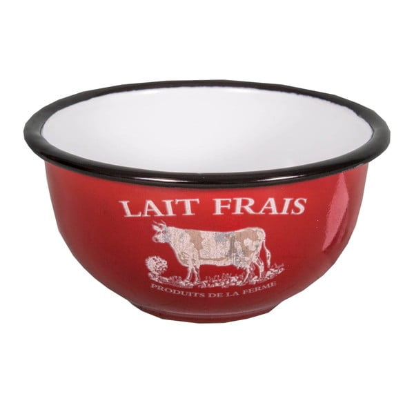 Czerwona miska emaliowana Antic Line Lait Frais