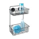 Czarna ścienna dwupoziomowa półka łazienkowa Wenko Vacuum-Loc® Pavia