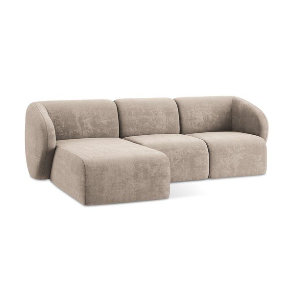 Jasnobrązowy narożnik z tkaniny szenilowej (lewostronny/z szezlongiem) Lani – Makamii-image-4