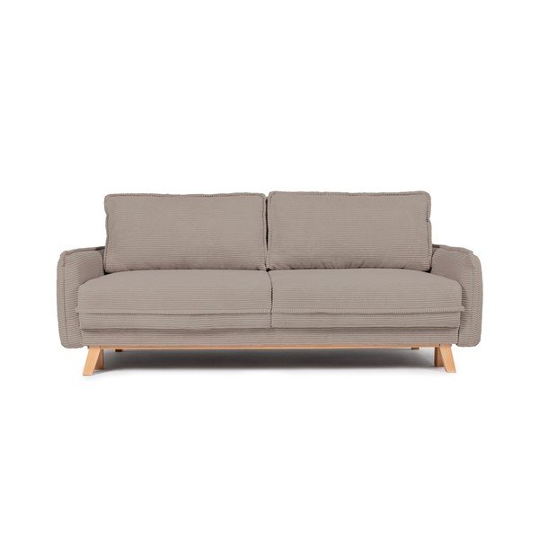 Szarobrązowa sztruksowa rozkładana/ze schowkiem sofa 218 cm Tori – Bonami Selection