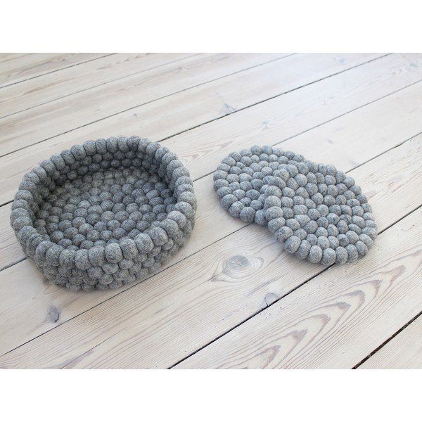 Stalowoszara kulkowa podkładka z wełny Wooldot Ball Coaster, ⌀ 20 cm-image-1