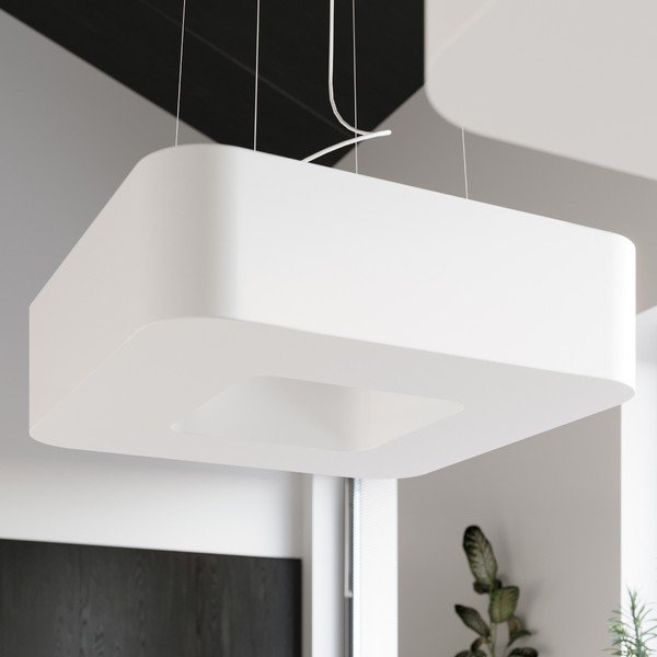 Biała lampa wisząca z tekstylno-szklanym kloszem Piano – Sollux-image-1