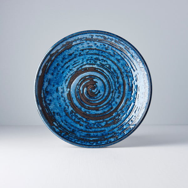 Niebieski talerz ceramiczny MIJ Copper Swirl, ø 25 cm-image-1