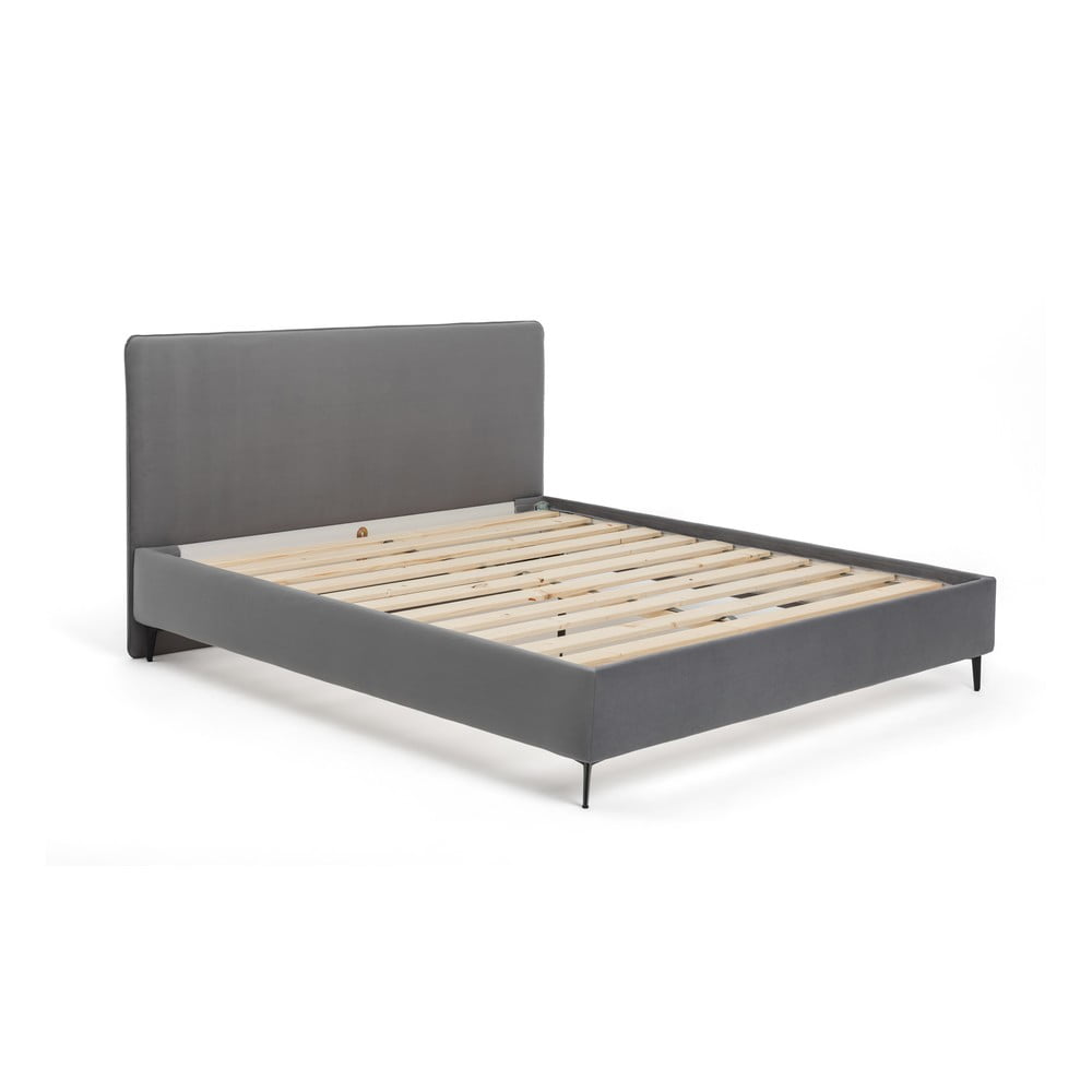 Szare tapicerowane łóżko dwuosobowe ze stelażem 180x200 cm Noira Slim – Bonami Selection (zdjęcie 9)