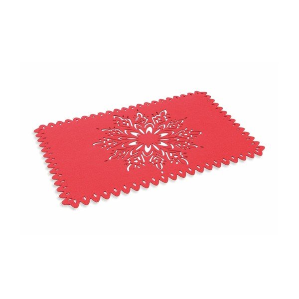 Czerwona świąteczna mata stołowa Villa d'Este XMAS Tovaglietta Rett Rossa Fiocco Di Neve, 45 x 30 cm