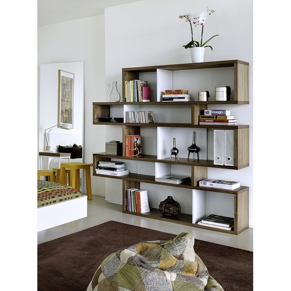 Brązowo-biały regał TemaHome London, wys. 160 cm-image-1