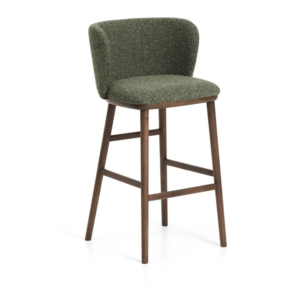 Ciemnozielony tapicerowany hoker (wysokość siedziska 75 cm) Ciselia – Kave Home