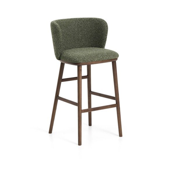 Ciemnozielony tapicerowany hoker (wysokość siedziska 75 cm) Ciselia – Kave Home
