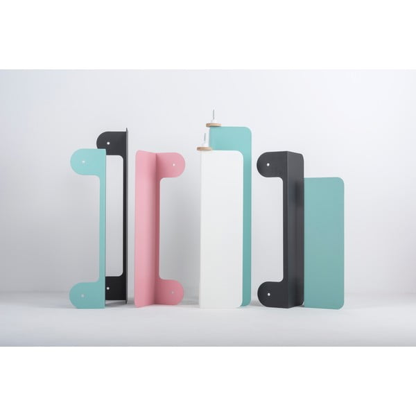 Czarna półka ze stali z detalem z drewna dębowego z 2 haczykami Gazzda Hook, dł. 50 cm-image-1