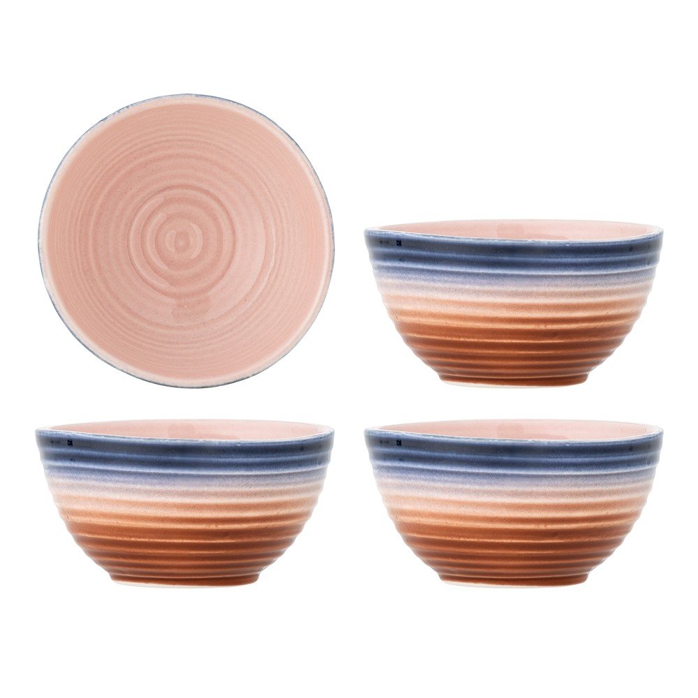 Niebiesko-pomarańczowe ceramiczne miski na zupę zestaw 4 szt. 350 ml Tatum – Bloomingville