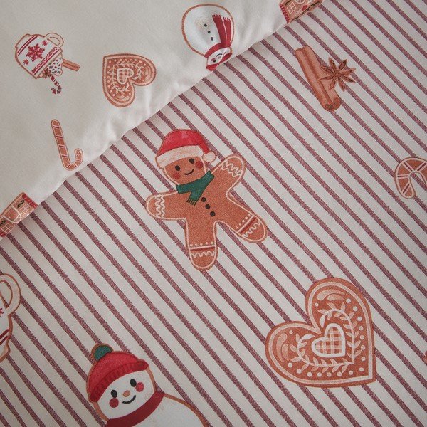 Pościel jednoosobowa w naturalnym kolorze 150x120 cm Christmas Gingerbread Stripe – Catherine Lansfield-image-4