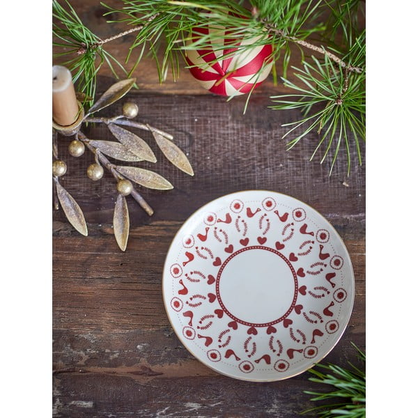 Kremowy kamionkowy talerz deserowy ze świątecznym motywem ø 16 cm Jolly – Bloomingville-image-1