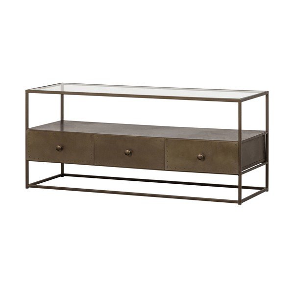 Metalowa szafka pod TV w kolorze złota 115x50 cm Depart – BePureHome-image-2