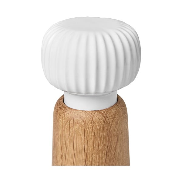Młynek do przypraw z drewna dębowego z białym porcelanowym detalem Kähler Design Hammershoi, wys. 13 cm-image-2