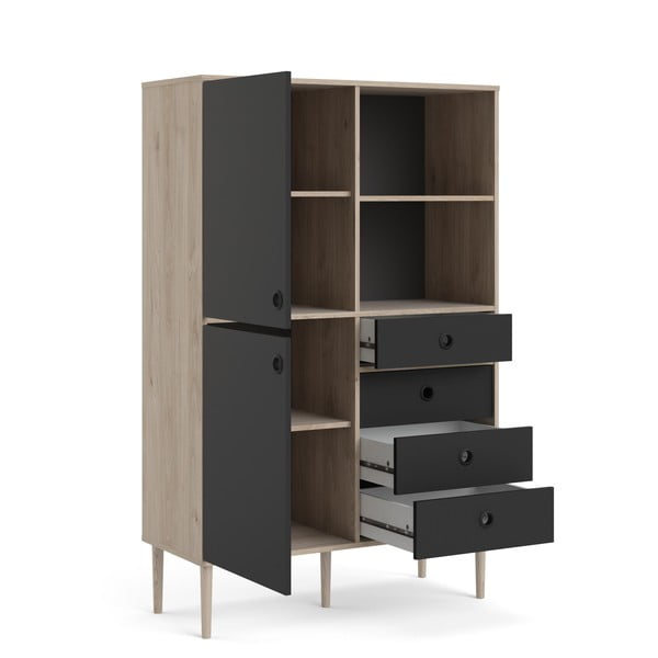 Czarny regał z ramką w dekorze dębu Tvilum Rome, 99 x 154 cm-image-3