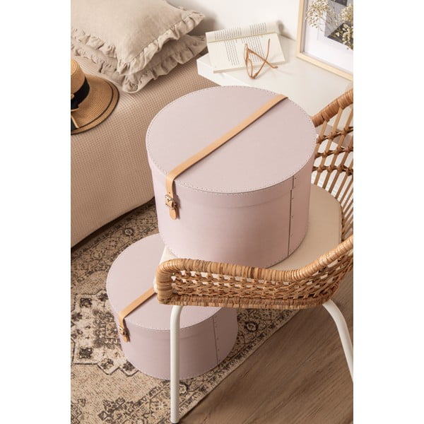 Jasnoróżowe kartonowe pojemniki zestaw 2 szt. z pokrywką ø 37,5x25 cm Rut Restore Paper Laminate – Bigso-image-2