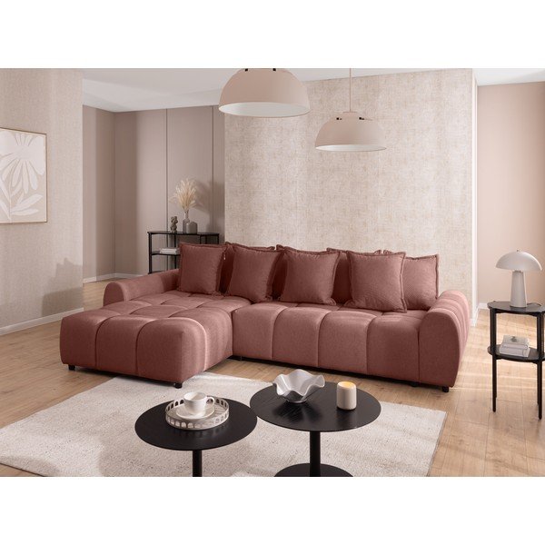 Narożnik (lewostronny/z szezlongiem) w kolorze terakoty Albane  – Ropez-image-1