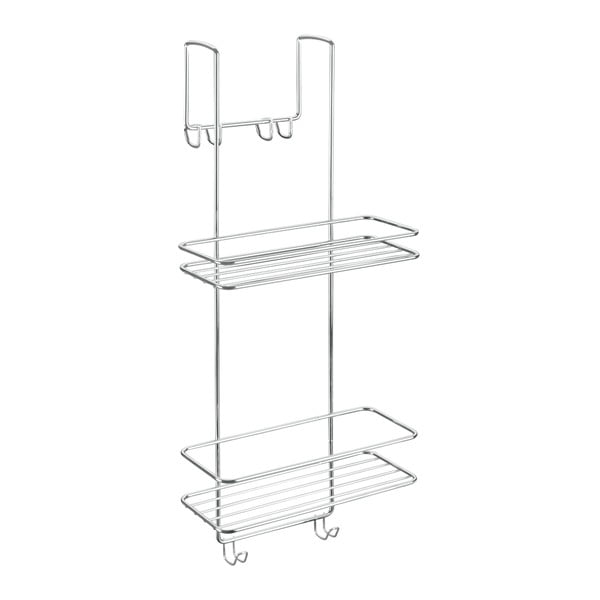 Wisząca stalowa półka łazienkowa w kolorze srebra z połyskiem bez wiercenia Luxy – Metaltex