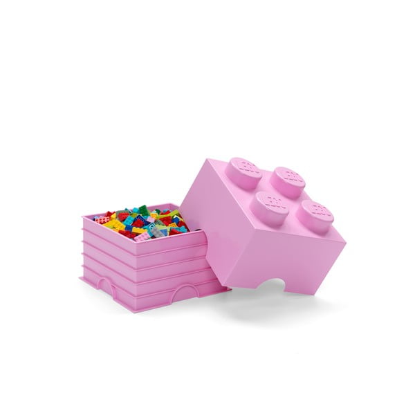 Jasnoróżowy kwadratowy pojemnik LEGO®-image-2