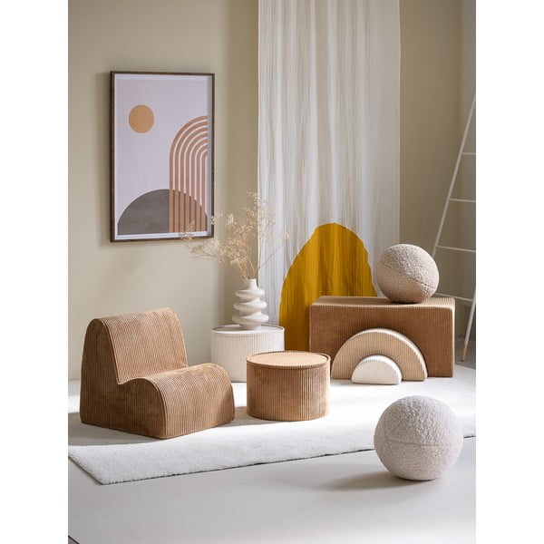 Brązowy sztruksowy puf dziecięcy – Wigiwama-image-3