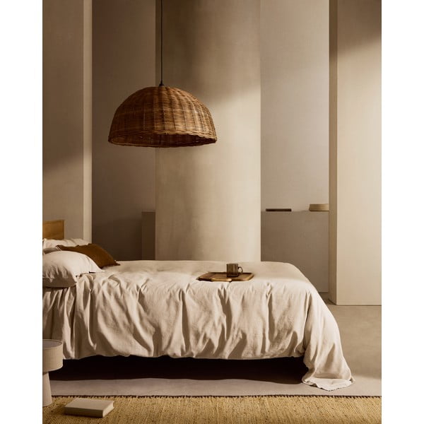 Szarobeżowa pościel dwuosobowa z mieszanki lnu 240x220 cm Simmel – Kave Home-image-1