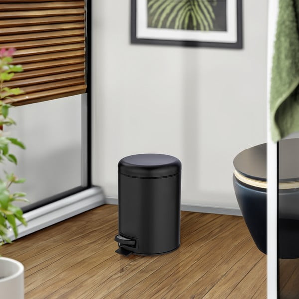 Czarny kosz na śmieci Wenko Leman, 5 l-image-1
