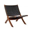 Czarny fotel skórzany z plecionką Perugia – House Nordic