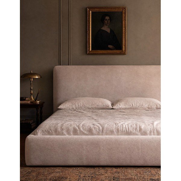 Beżowe tapicerowane łóżko dwuosobowe ze schowkiem i stelażem 160x200 cm Colonel – Cosmopolitan Design-image-3