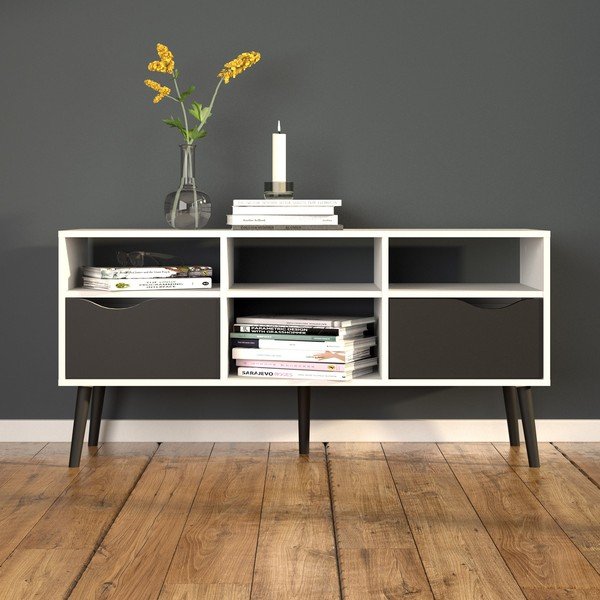 Czarno-biała szafka pod TV Tvilum Oslo, 117 x 57 cm-image-1