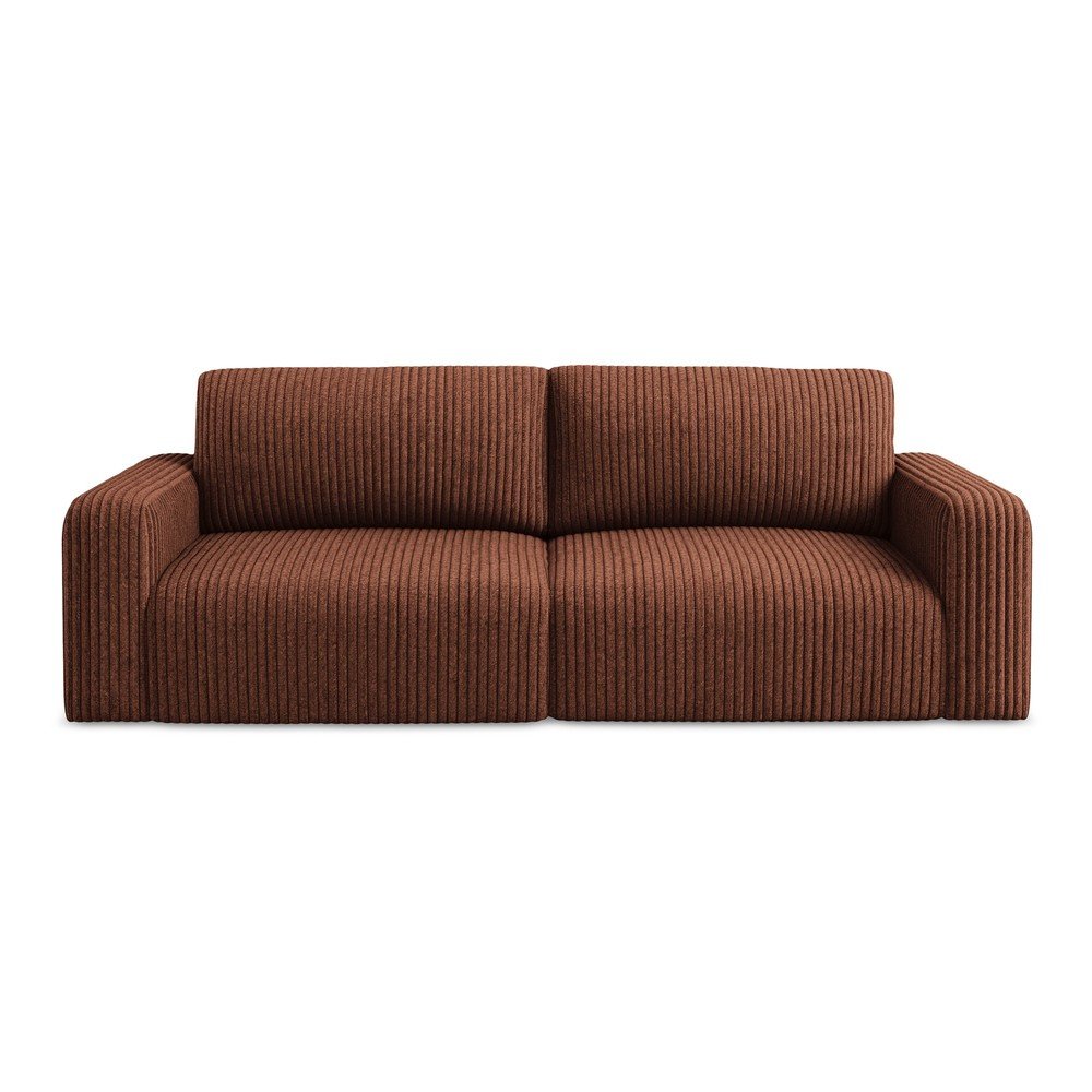 Sztruksowa rozkładana sofa ze schowkiem w kolorze terakoty 252 cm Kona – Makamii