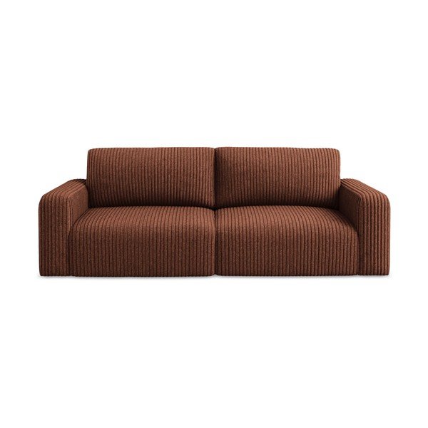 Sztruksowa rozkładana/ze schowkiem sofa w kolorze terakoty 252 cm Kona – Makamii
