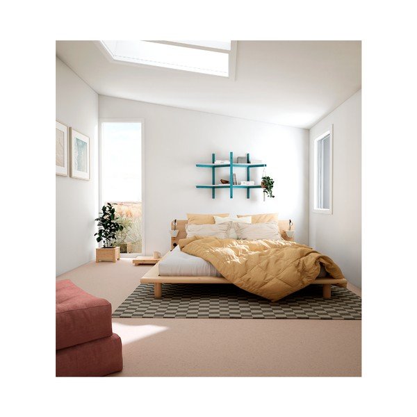 Łóżko dwuosobowe z drewna sosnowego ze stelażem 140x200 cm Peek – Karup Design-image-1